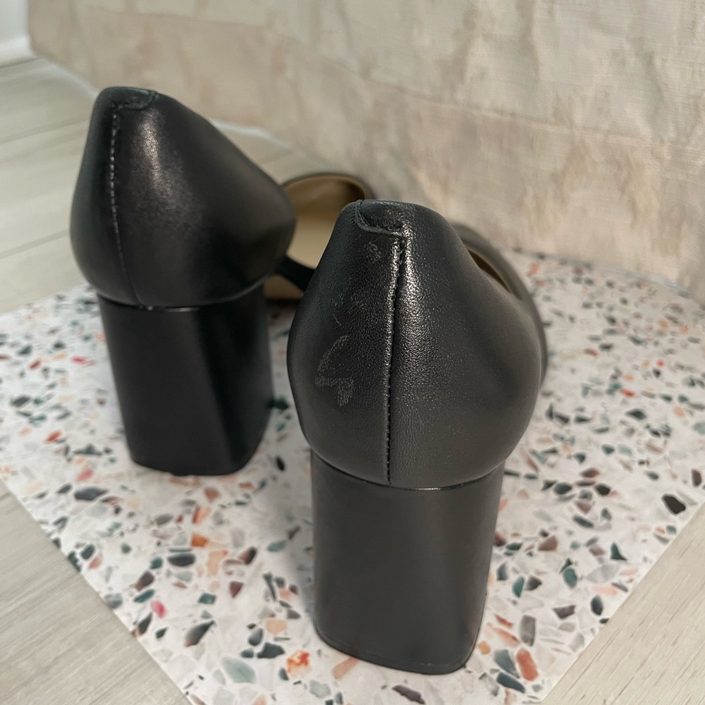 Marc Fisher D'Orsay Black Pointed Toe Block Heels - Picture 8 of 9